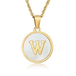 Letter “W” Initial Pendant 18k Gold Plated Real Mother Pearl A, B, C, D,…